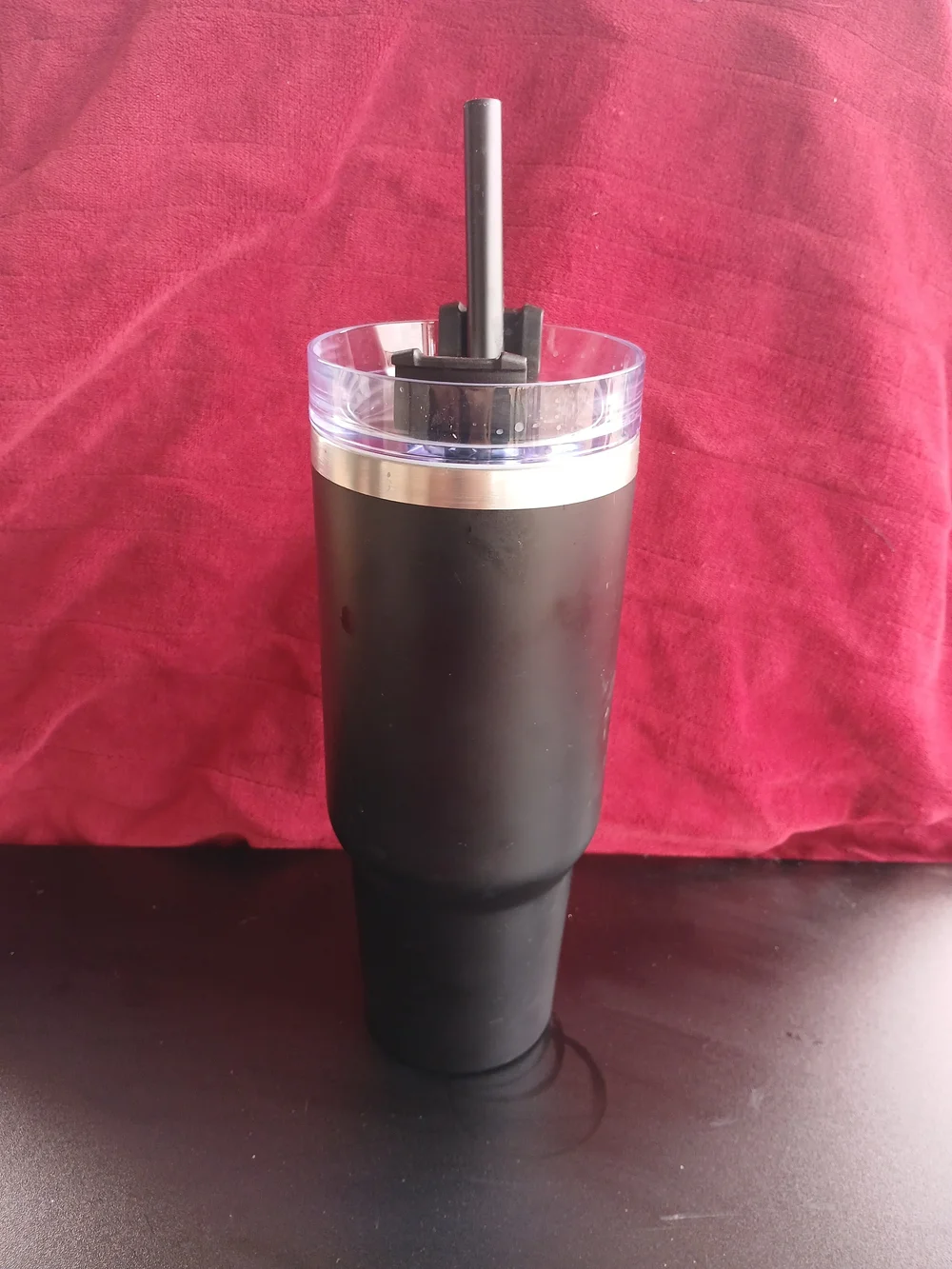 VSX Black Travel Tumbler with Handle and Straw